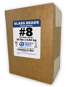 #8 Glass Beads – (10 LBS or 4.54 kg) – Blasting Abrasive Media (Medium) – 70-100 US Mesh for Blast Cabinets or Sand Blasting Guns White