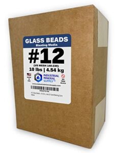 #12 Glass Beads – (10 LBS or 4.54 kg) – Blasting Abrasive Media (Extra Fine) – 140-230 US Mesh for Blast Cabinets or Sand Blasting Guns, White