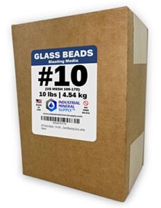 #10 Glass Beads – (10 LBS or 4.54 kg) – Blasting Abrasive Media (Fine) – 100-170 US Mesh for Blast Cabinets or Sand Blasting Guns, white