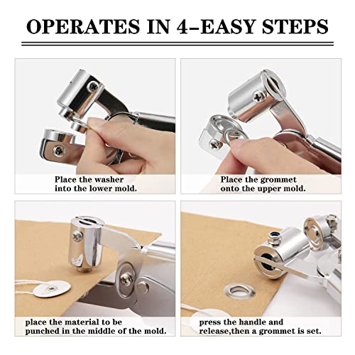 Grommet Tool Kit Eyelet Plier: Ecraft 3/8 Inch(10mm) Grommet Press Handheld Puncher Plier Kits Eyelet Hole Punch Pliers Set Banner Maker Machine for Fabric Paper with 300pcs Silver Grommets | The Storepaperoomates Retail Market - Fast Affordable Shopping
