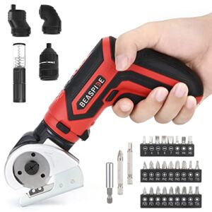 Beaspire 5 in 1 Multi-Function Cordless Screwdriver Kit, 4V 1.5Ah Electric Rechargeable Magnetic Power Screwdriver, with 26pcs Screwdriver Bits & Bit Extension, Attachment and Carrying bag