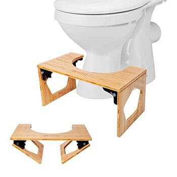Squatting Toilet Stool, Bamboo 8 Inch Toilet Potty Stool, Foldable Bathroom Poop Stool with Non-Slip Mat for Adults Children | The Storepaperoomates Retail Market - Fast Affordable Shopping