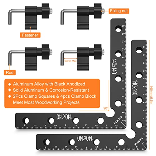 Preciva 90 Degree Positioning Squares 2 Sets (14cm/5.5″), Aluminum Alloy Right Angle Clamps Fixing Clamp, Professional Woodworking Tools Carpenter Squares for Picture Frame Box Cabinets Drawers | The Storepaperoomates Retail Market - Fast Affordable Shopping