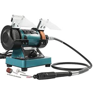 LIBAOTML Mini Bench Grinder with Variable Speed for Polishing, Buffing, and Jewelry Making, Small Bench Polisher and Professional Lapidary Equipment for Rocks, Metals, and Gems