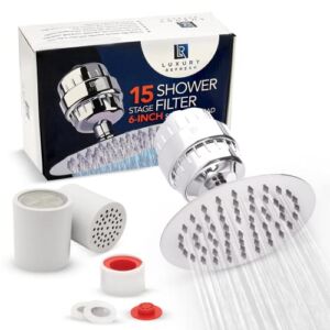 15 Stage Shower Filter for Hard Water and Chlorine – Water Softener Shower Filter with High-Pressure Rainfall Shower Head