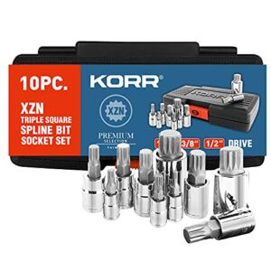 KORR Tools KSS009 10pc XZN Triple Square Spline Bit Socket Set