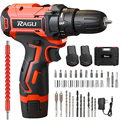 Cordless Drill 12v, 34pcs Drill Driver Set with 2 Batteries, Drill Set with 2 Variable Speed 3/8” Keyless Chuck for Drilling Wood, Ceramics | The Storepaperoomates Retail Market - Fast Affordable Shopping