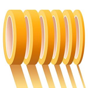 6 Rolls Fine Line Tape 1/16, 1/8, 1/5, 2/5, 1/2, 3/4 inches x 55 Yard Fineline Masking Tape Painter Tape Adhesive Automotive for DIY Car Auto Paint