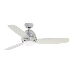 Metal Ceiling Fan with Lights | Modern Dimmable Fixture with Remote Control | Brushed Steel 3 Blade Propeller Design with No-Light Option | Downrod Included for Hanging, 52 Inch