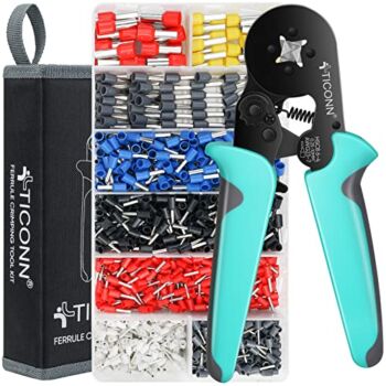 TICONN Ferrule Crimping Tool Kit with 1200PCS Ferrules Insulated Wire Terminals, Self-adjustable Ratchet Wire Crimper for AWG 23–7 Electrical Wire Connectors | The Storepaperoomates Retail Market - Fast Affordable Shopping