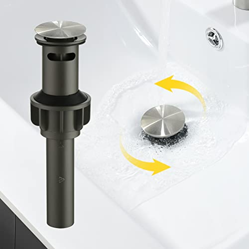 LKS Sink Drain, Bathroom Pop-up Drain With Detachable Stopper, Anti-Explosion And Anti-Clogging Drain Strainer, Sink Drain Assembly With Overflow Brushed Nickel | The Storepaperoomates Retail Market - Fast Affordable Shopping