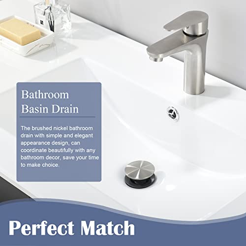 LKS Sink Drain, Bathroom Pop-up Drain With Detachable Stopper, Anti-Explosion And Anti-Clogging Drain Strainer, Sink Drain Assembly With Overflow Brushed Nickel | The Storepaperoomates Retail Market - Fast Affordable Shopping