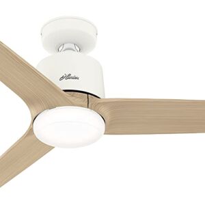 Hunter Fan 52 inch Casual Matte White Finish indoor Ceiling Fan with LED Light Kit and Remote Control (Renewed)