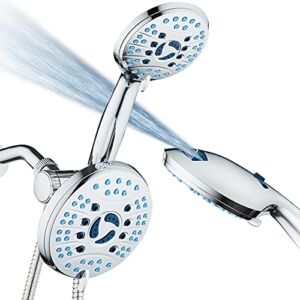 AquaCare AS-SEEN-ON-TV High Pressure 50-mode Rain & Handheld 3-way Shower Head Combo – Anti-clog Nozzles/Tub, Tile & Pet Power Wash/Extra Long 6 ft. Stainless Steel Hose/All Chrome Finish