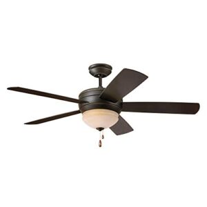 Noble Home Outdoor LED Ceiling Fan with Pull Chain | 52 Inch Wet Rated Fixture with Weather Resistant Contemporary 5 Blade Design with Downrod Mount and Bulbs Included, Espresso