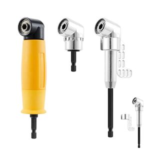 ZOTOP 90/105 Degree Right Angle Drill, 3 PCS Angle Extension Power Drill Attachment with 1/4” Hex Impact Shank, Flexible Shaft Adapter, Magnetic Socket Angled Drill Bit Holder for Screwdrivers, Drill