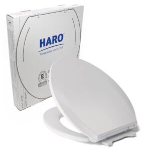 HARO | ELONGATED Toilet Seat | Slow-Close-Seat | Heavy-Duty up to 550 lbs, Quick-Release & Easy Clean, Fast-Fix-Hinge, No-Slip Bumpers | Premium-Duroplast > Scratch Resistant | 18.5″ x 14.5″ x 2.32″