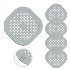 Drain Hair Catcher Durable Silicone Shower Drain Hair Catcher 5.5 inch Shower Drain Cover with Suction Cups Easy to Install Suitable for Bathroom Bathtub Shower Floor and Kitchen Sink 4 Pack