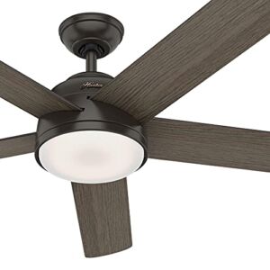 Hunter Fan 60 inch Contemporary Noble Bronze Finish Indoor Ceiling Fan with LED Light Kit and Remote Control (Renewed)