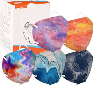 KN95 Face Mask 50 Packs – Individually Wrapped Safety Mask Multicolor Breathable Disposable KN95 Face Mask with Nose Bridge Clip,Filter Efficiency≥95% with Elastic Ear Loops for Men & Women