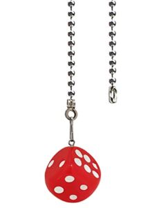 Hyamass 12 inch Ceiling Fan Pull Chain Dice Charm Pendant Ceiling Fan Danglers Fan Pulls Chain Extender with Ball Chain Connector for Ceiling Fan Light Decoration(Red)