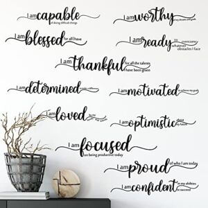 Inspirational Wall Decor Black Motivational Wall Art Inspirational Quote Wall Stickers Vinyl Positive Wall Decal for Living Room Bedroom Office Nursery Restaurants Offices, 2 Sheets