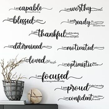 Inspirational Wall Decor Black Motivational Wall Art Inspirational Quote Wall Stickers Vinyl Positive Wall Decal for Living Room Bedroom Office Nursery Restaurants Offices, 2 Sheets | The Storepaperoomates Retail Market - Fast Affordable Shopping