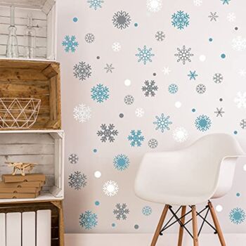 249 Pieces Frozen Room Decor Peel and Stick Frozen Wall Decor Christmas White Snowflake Wall Decal Assorted Blue Vinyl Snowflake Wall Decor Removable Winter Wall Decor for Xmas Party | The Storepaperoomates Retail Market - Fast Affordable Shopping