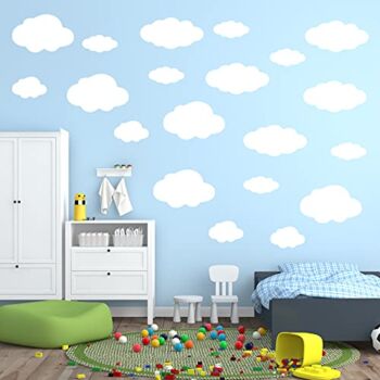 125 Pieces Cloud Wall Decor Cloud Stickers Cloud Wall Decals White Clouds Peel and Stick Cloud Decals for Walls Removable Wall Stickers for Baby Kids Nursery Living Room Play Story Room, 16 Sheets | The Storepaperoomates Retail Market - Fast Affordable Shopping