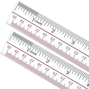 Ruler 12 inch, Clear Plastic 12 inch Ruler, Apply to Rulers for Kids and Office Use Measuring Tools, Transparent Metric Straight Ruler, Ruler with Inches and Centimeters, Ruler Set Pack of 2