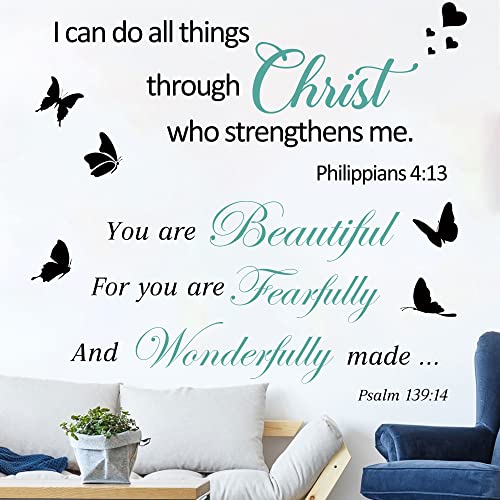 Large Bible Verse Wall Decals Christian Scripture Vinyl Wall Art Stickers God Inspirational Quotes Wall Decal Motivational Jesus Sayings Religious Wall Decor For Family Home Bedroom Living Room Church | The Storepaperoomates Retail Market - Fast Affordable Shopping