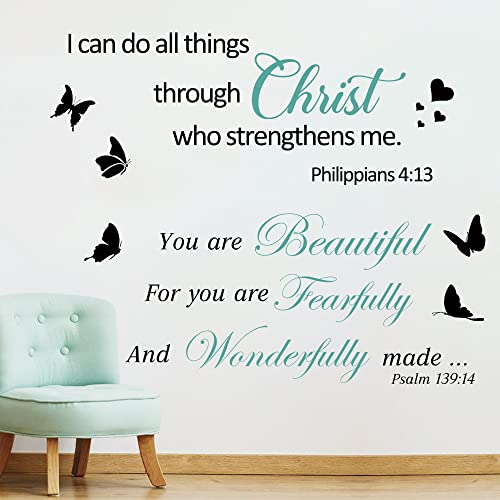 Large Bible Verse Wall Decals Christian Scripture Vinyl Wall Art Stickers God Inspirational Quotes Wall Decal Motivational Jesus Sayings Religious Wall Decor For Family Home Bedroom Living Room Church | The Storepaperoomates Retail Market - Fast Affordable Shopping