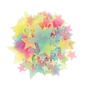 Colorful Glow in The Dark Luminous Stars Fluorescent Noctilucent Plastic Wall Decorations Stickers Mural Decal for Bedroom Kids Girl Baby Room Art Home Ceiling Decor (249 Pieces)