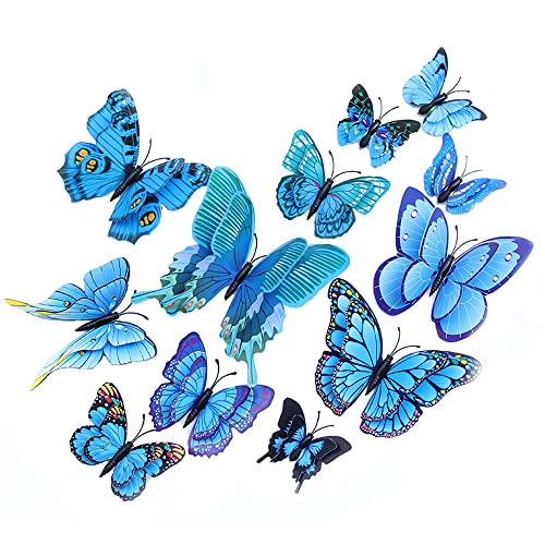 3D Butterfly Decoration, BOPART 24Pcs Blue Butterflies Wall Decor Magnetic Butterfly Decal Stickers for Kids Bedroom Party Wedding Crafts Decoration (Mixed of 12 Styles at 4 Sizes in Double Layer) | The Storepaperoomates Retail Market - Fast Affordable Shopping