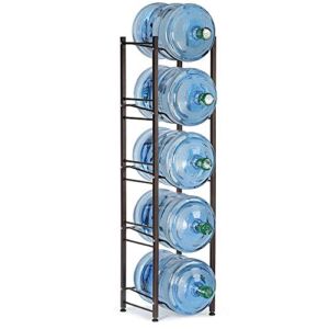 5 Gallon Water Cooler Jug Holder Water Bottle Storage Rack, 5 Tiers, Dark Brown