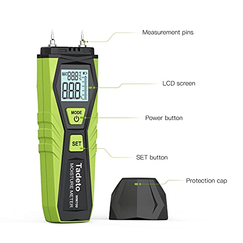 Wood Moisture Meter, Tadeto Pin Type Digital Humidity Tester, Moisture Detector for Wood Building Material Firewood Walls Paper Floor with 2 Mode and Backlit | The Storepaperoomates Retail Market - Fast Affordable Shopping