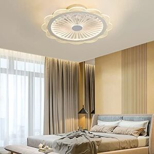 19.7″ Ceiling Fans with Remote, 3-Color LED Light Flush Mount Fan Chandelier with Light for Restaurant Bedroom Living Room (White) (Style A)