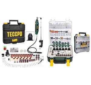TECCPO Rotary Tool Kit 1.8 amp, with POPOMAN Rotary Tool Accessories 396 Pieces