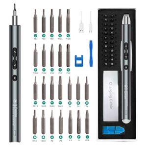ORIA Electric Screwdriver, 28 in 1 Electric Screwdriver with 24 Precision Bits, (Newest) Rechargeable Mini Electric Screwdriver with Magnetizer, Type-C Charging, LED Lights for Smartphones, PC