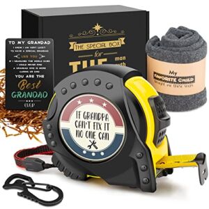 Grandpa Gift – Birthday Gifts for Grandpa – if Grandpa Can’t Fix It No One Can Measure Tape Grandfather Gifts Set for Grandpa Pa