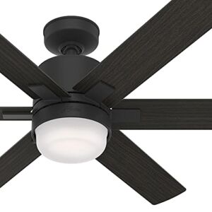 Hunter Fan 52 inch Contemporary Matte Black Finish indoor Ceiling Fan with Light Kit (Renewed)
