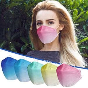 50Pcs KF_94 Disposable_Masks with Designs for Adult, 4-Ply 3D Breathable Facemask with Nose Wire for Women Men Outdoor