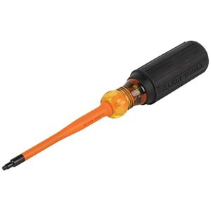 Klein Tools 6984INS Insulated Screwdriver, 1000V Slim Profile Tip, 1 Square with 4-Inch Shank, Cushion-Grip Handle