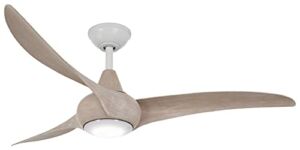 Minka-Aire F844-WHF/BLW Light Wave 52 Inch Ceiling Fan with Integrated LED Light in Flat White Finish and Bleached Wood Blades
