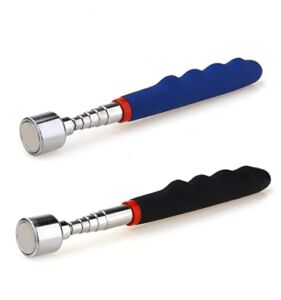 2 Pieces 20 lbs Magnetic Telescoping Pick Up Tool for Small Metal Tools Extends from 7 to 30 inches / 185-720mm (Black+Blue)