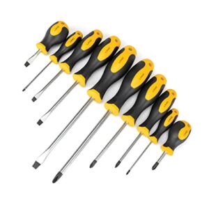 LAND Screwdriver Set with Dual Color Handles, Screw Drivers suitable for Household Use（10pcs）
