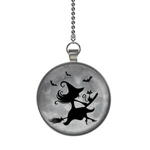 Halloween Witch and Cat Moon Glow in The Dark Fan/Light Pull Pendant with Chain