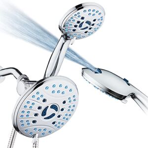 AquaCare AS-SEEN-ON-TV High Pressure 50-mode Rain & Handheld 3-way Shower Head Combo – Anti-clog Nozzles/Tub, Tile & Pet Power Wash/Extra Long 6 ft. Stainless Steel Hose/All Chrome Finish