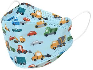 Kids Disposable Face Mask Kf94 Mask for Boys and Girls 4-Ply Protective Breathable Multicolor Comfortable Cartoon Car Mask（50Pcs）