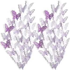 120 Pieces 3D Butterfly Wall Decor Mural Stickers Decals 3 Styles Butterfly Wall Decoration Butterfly Wall Decals for Baby Room Home Wedding Party DIY Decor (Multicolor)
